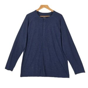 Mizzen Main Henley Easy Knit Shirt Mens XL Blue Long Sleeve Slim Fit